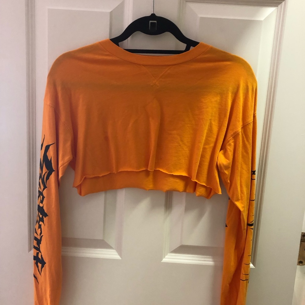Orange long sleeve crop